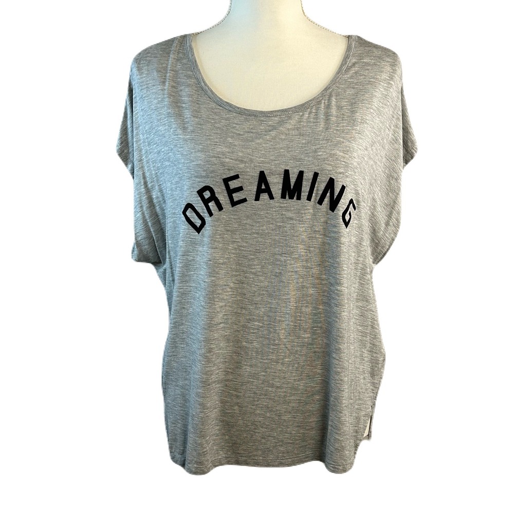 Gap Sleep Shirt Size M Gray Modal Blend Dreaming Graphic Short Sleeve